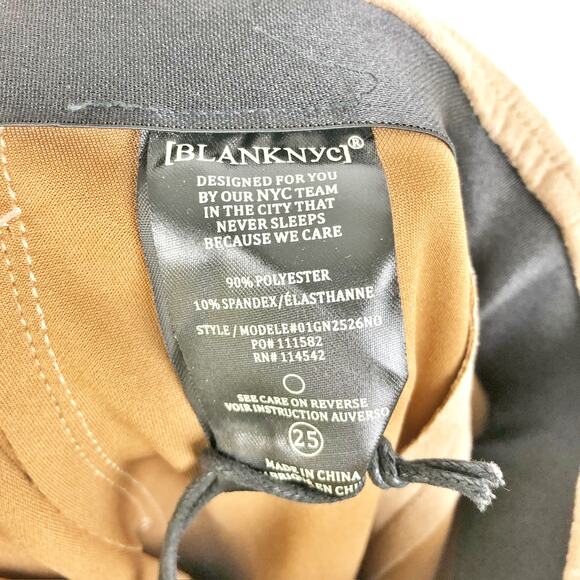 BlankNYC Womens Faux Suede Leggings 25 US 2 Tan High Rise Skinny Back Zip NWT - Picture 8 of 9